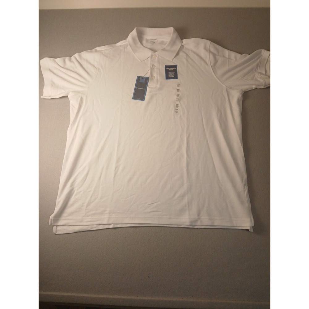 Croft & Barrow Polo Shirt Mens XXL White Performance Pique Short Sleeve NWT!